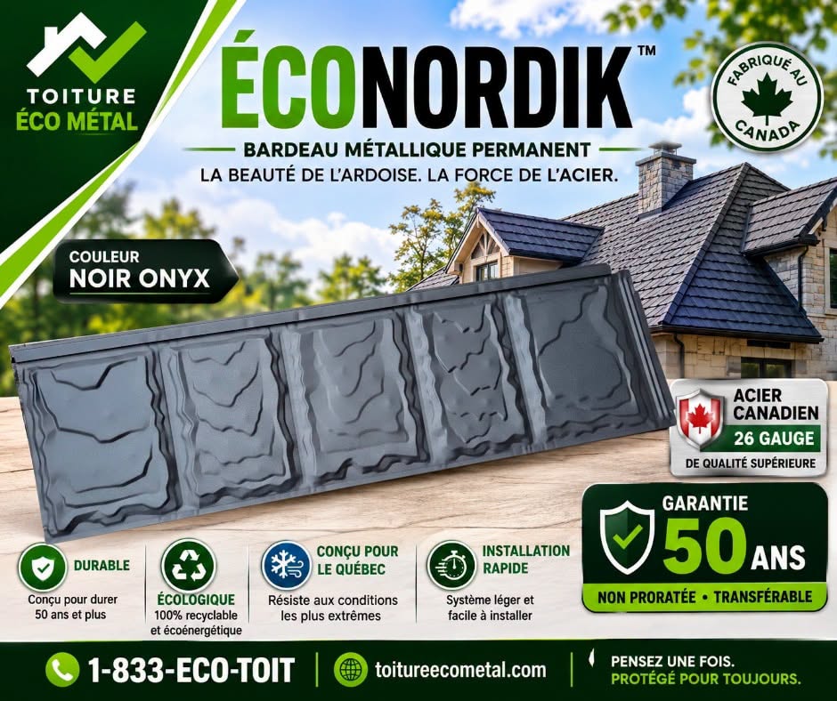 Maison avec toiture métallique ECONORDIK™ installée par Toiture Éco Métal™ au Québec