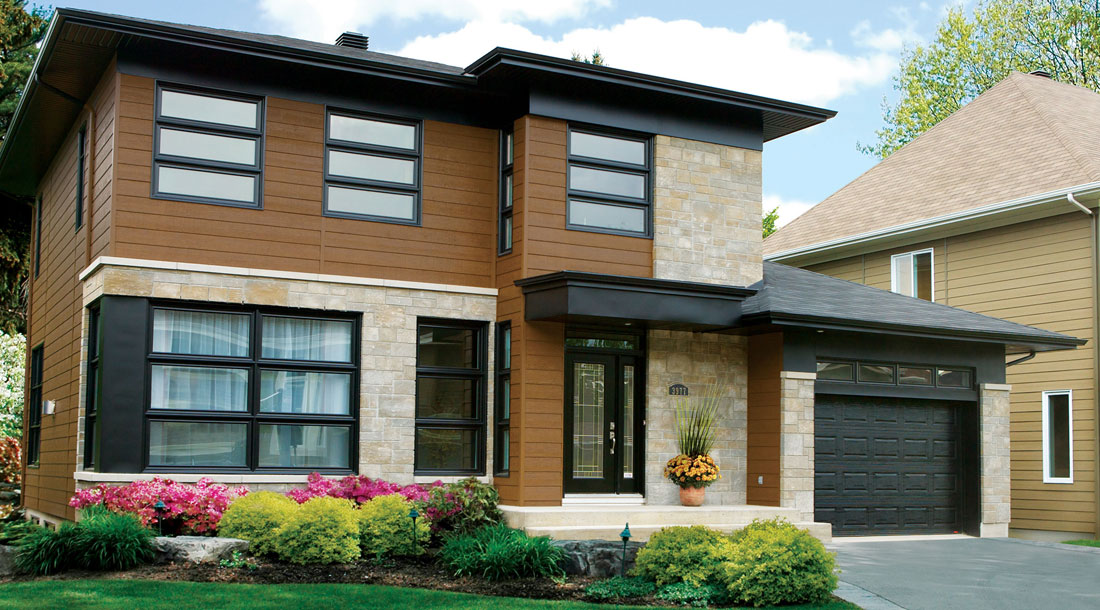 Détail architectural avec revêtement extérieur moderne